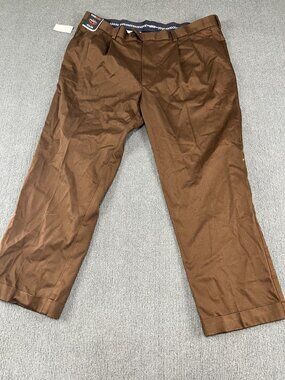 NWT TravelSmart Mens Pleated Classic Fit Brown Pants 42x30 CoreComfort Waistband